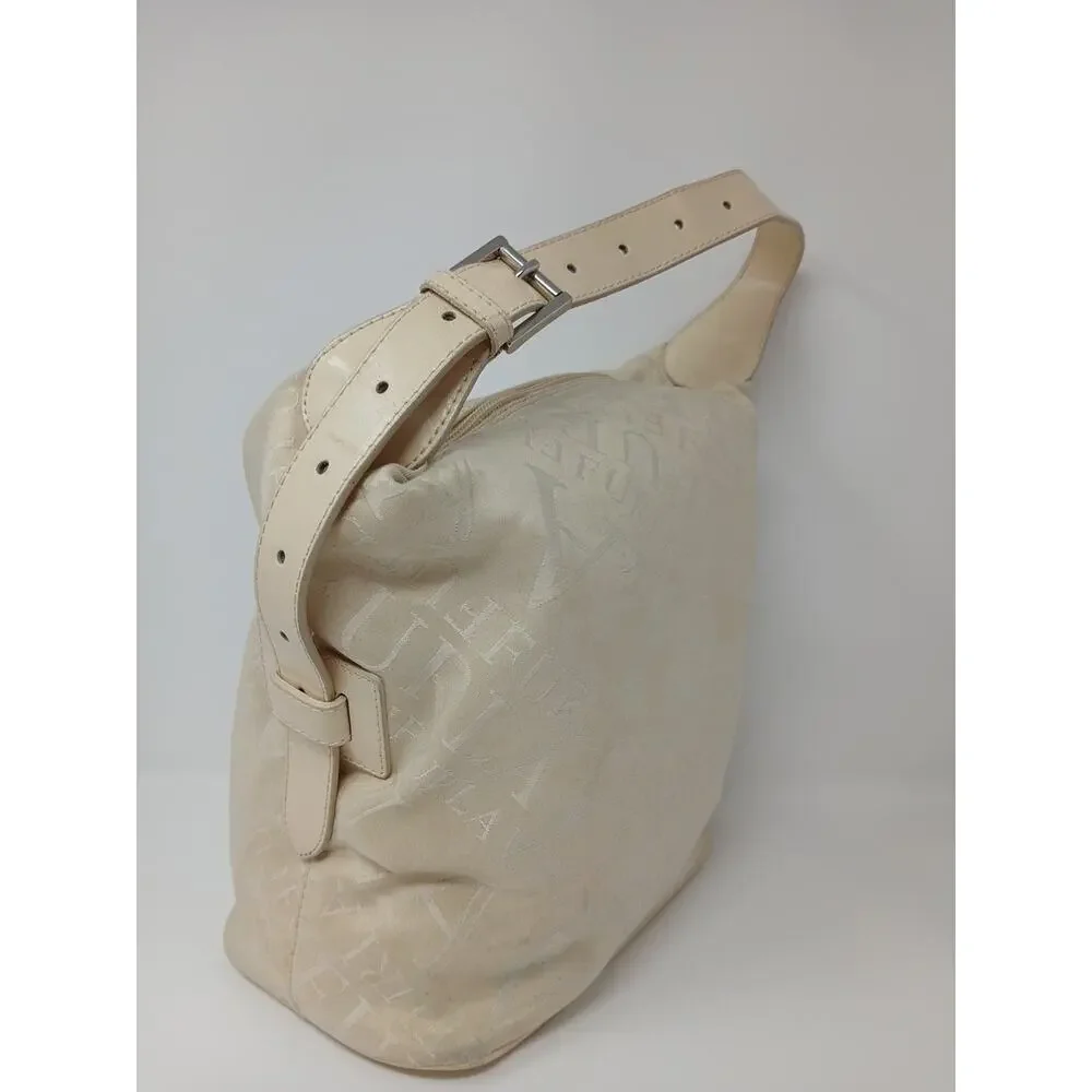 Furla Shoulder Bag Beige And Brown Color Nylon And Leather Used